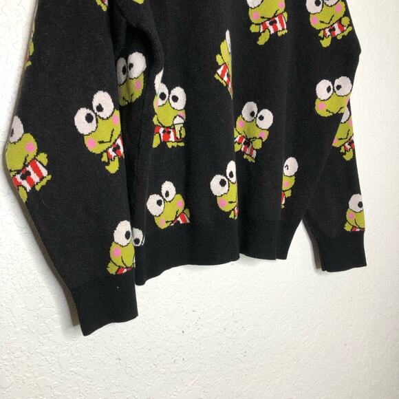 Hello Kitty Forever 21 Keroppi black green frog sweater size Medium - Picture 13 of 14